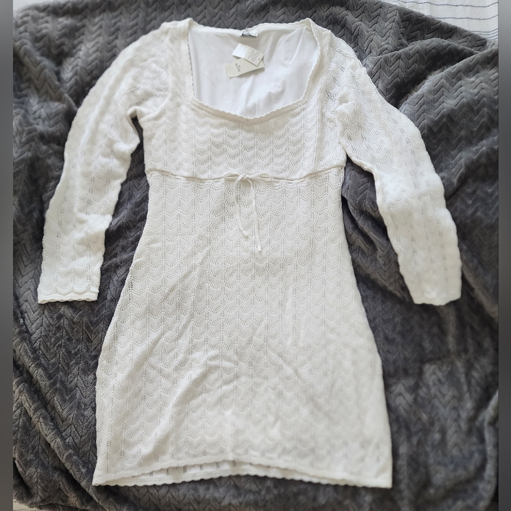Hollister White Knit Dress New With Tags Size Xl.